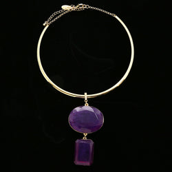 Luxury Semi-Precious Faceted Choker-Necklace Gold & Purple NWOT