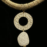 Luxury Semi-Precious Hammered Finsish Necklace Gold NWOT
