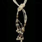 Luxury Crystal Pearl Y-Necklace Gold & White NWOT