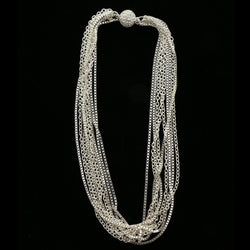 Luxury Crystal Magnetic Clasp Necklace Silver NWOT