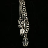 Luxury Crystal Lock and Key Y-Necklace Silver NWOT