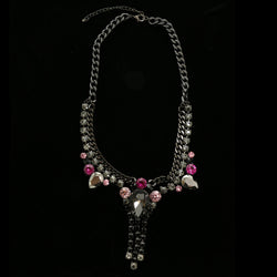 Luxury Crystal Necklace Gunmetal/Purple NWOT