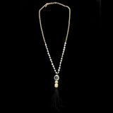 Luxury Crystal Feather Y-Necklace Gold & Black NWOT