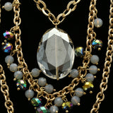 Luxury Faceted Crystal Necklace Gold & White NWOT