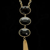 Luxury Faceted Y-Necklace Gold/Black NWOT