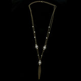 Luxury Crystal Antiqued Y-Necklace Gold & White NWOT