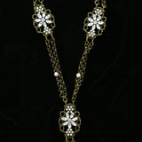 Luxury Crystal Antiqued Y-Necklace Gold & White NWOT