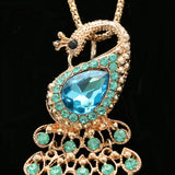 Luxury Crystal Peacock Pendant-Necklace Gold & Green NWOT