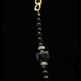 Luxury Crystal Bow Y-Necklace Gold & Black NWOT