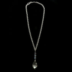 Luxury Faceted Crystal Y-Necklace Silver & Clear NWOT