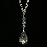 Luxury Faceted Crystal Y-Necklace Silver & Clear NWOT