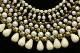 Luxury Pearl Faceted Necklace Gold & White NWOT