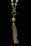 Luxury Faceted Y-Necklace Gold/White NWOT