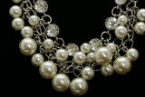 Luxury Pearl Crystal Necklace Silver & White NWOT
