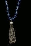 Luxury Faceted Crystal Y-Necklace Silver & Blue NWOT