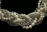 Luxury Pearl Crystal Choker-Necklace Silver & White NWOT