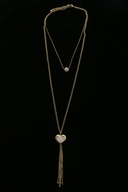 Luxury Crystal Heart Necklace Gold NWOT