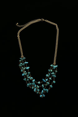Luxury Semi-Precious Necklace Gold/Blue NWOT