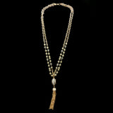Luxury Faceted Crystal Y-Necklace Gold & Gray NWOT