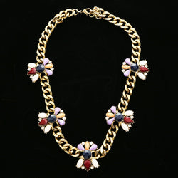 Luxury Faceted Crystal Necklace Gold & Purple NWOT