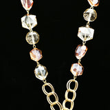 Luxury Faceted Crystal Y-Necklace Gold & Pink NWOT