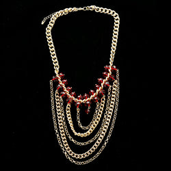 Luxury Faceted Necklace Gold/Red NWOT