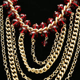 Luxury Faceted Necklace Gold/Red NWOT