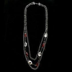 Luxury Faceted Necklace Gunmetal/Red NWOT
