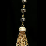 Luxury Faceted Crystal Y-Necklace Gold & Black NWOT