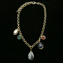 Luxury Semi-Precious Faceted  Necklace Gold & Multicolor NWOT