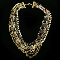 Luxury Crystal Antiqued Necklace Gold & Gray NWOT