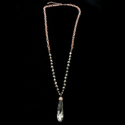 Luxury Crystal Rose Gold Y-Necklace Gold & Gray NWOT