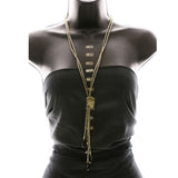 Luxury Faceted Y-Necklace Gold/Black NWOT
