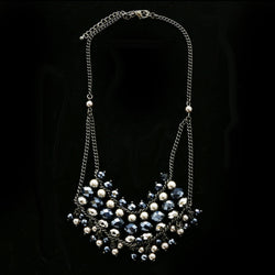 Luxury Faceted Necklace Gunmetal/Blue NWOT