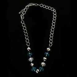 Luxury Crystal Necklace Silver/Blue NWOT