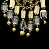 Luxury Crystal Hammered Finish Necklace Gold NWOT