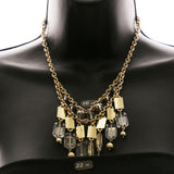 Luxury Crystal Hammered Finish Necklace Gold NWOT