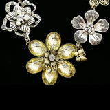 Luxury Crystal Flower Necklace Silver NWOT