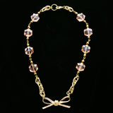 Luxury Crystal Bow Necklace Gold & Pink NWOT