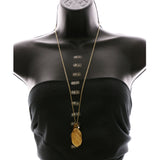 Luxury Semi-Precious Pendant-Necklace Gold/Brown NWOT