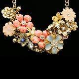 Luxury Crystal Flower Necklace Gold & Pink NWOT