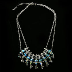 Luxury Faceted Necklace Silver/Blue NWOT