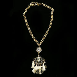Luxury Crystal Y-Necklace Gold/White NWOT