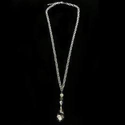 Luxury Crystal Faceted Y-Necklace Silver NWOT