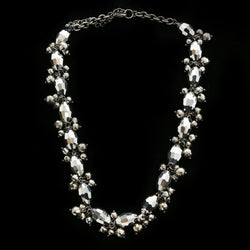 Luxury Faceted Necklace Gunmetal/Dark-Silver NWOT