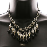 Luxury Crystal Faceted Necklace Silver & Black NWOT