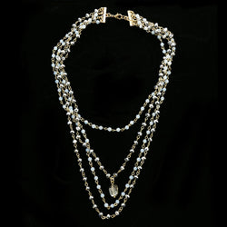 Luxury Crystal Faceted Necklace Gold & Dark-Silver NWOT