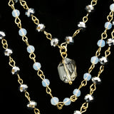 Luxury Crystal Faceted Necklace Gold & Dark-Silver NWOT
