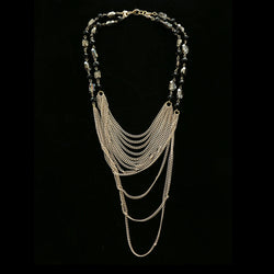 Luxury Faceted Removable Strands Necklace Gold & Black NWOT