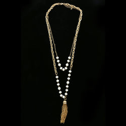 Luxury Crystal Faceted Necklace Gold & White NWOT